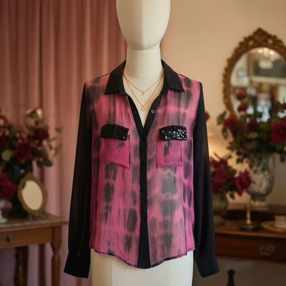 Buffalo David Bitton Pink and Black Blouse